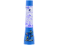 Lampada lava blu con forme viola fluttuanti e personaggi pixelati alla base.