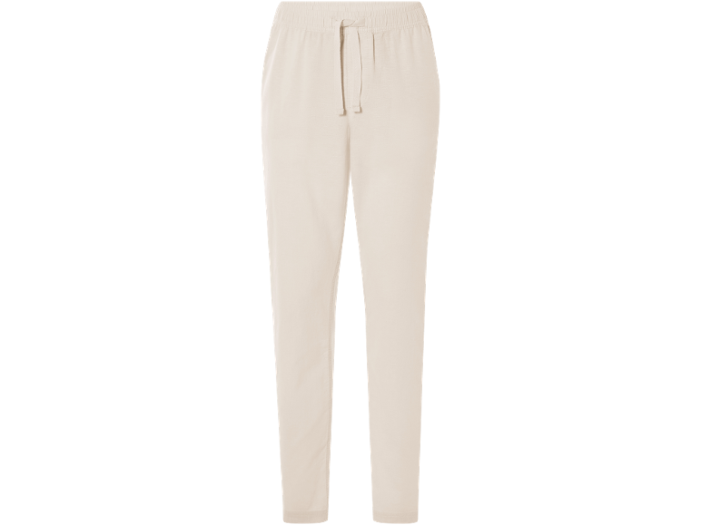 Pantaloni da jogging da donna beige chiaro con coulisse in vita.