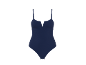 Costume da bagno intero blu navy con scollo a V e spalline sottili
