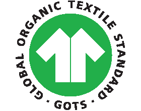 Sigillo GOTS: Global Organic Textile Standard, con un'icona di maglietta.