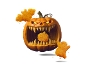 Nuggets di pollo di Halloween in forme spettrali con una zucca intagliata.