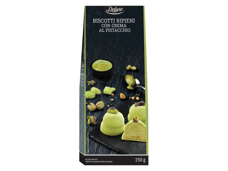 Biscotti ripieni con crema al pistacchio