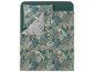 Set copripiumino con cuscino con stampa di foglie tropicali nei toni del verde e del marrone.