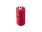 Un rocchetto di spago rosso con un'anima di cartone bianca.