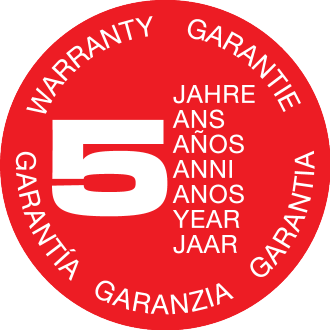 Sigillo di garanzia di 5 anni in più lingue.