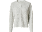 Cardigan in maglia grigio chiaro con scollo rotondo e bottoni frontali