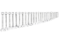 Un set di chiavi combinate di varie dimensioni, da 32 mm a quelle più piccole.