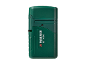 Dispositivo portatile verde con testo 'EST. 1996' e un logo.