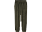 Pantaloni della tuta in velluto verde scuro con elastico in vita e polsini alle caviglie.