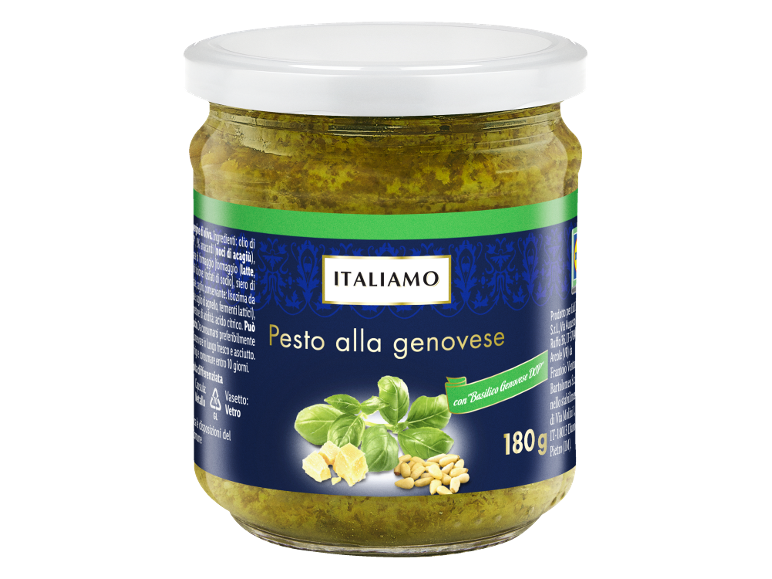 Vasetto di pesto alla genovese con basilico, formaggio e pinoli, 180 g.
