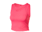 Top sportivo rosa da donna con dettaglio cut-out sulla scollatura.