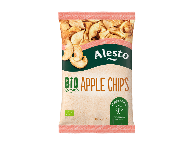 Chips di mela biologiche in una busta, 80 g.