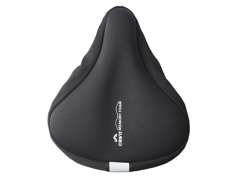 Sella da bicicletta imbottita nera con la scritta 'CRIVIT MEMORY FOAM'.
