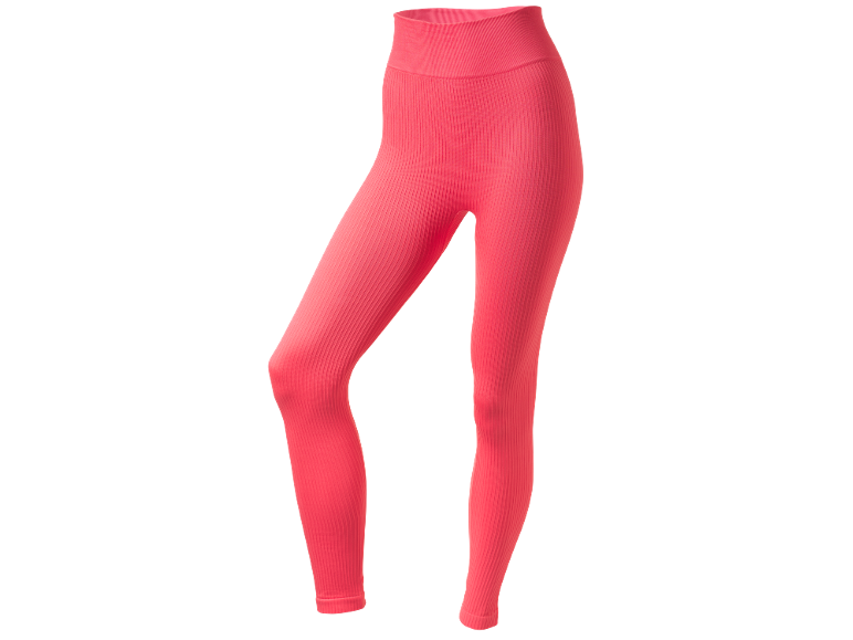 Leggings da donna a costine color rosa corallo.
