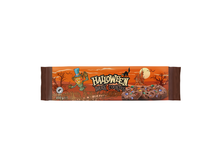 Biscotti scuri di Halloween con decorazione spettrale e 150g.