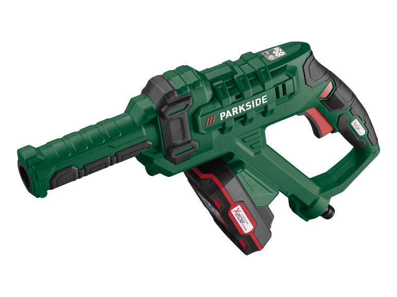 Idropulitrice a mano senza fili verde con batteria da 20V.