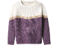 Maglione a maglia con blocchi di colore bianco, beige e viola