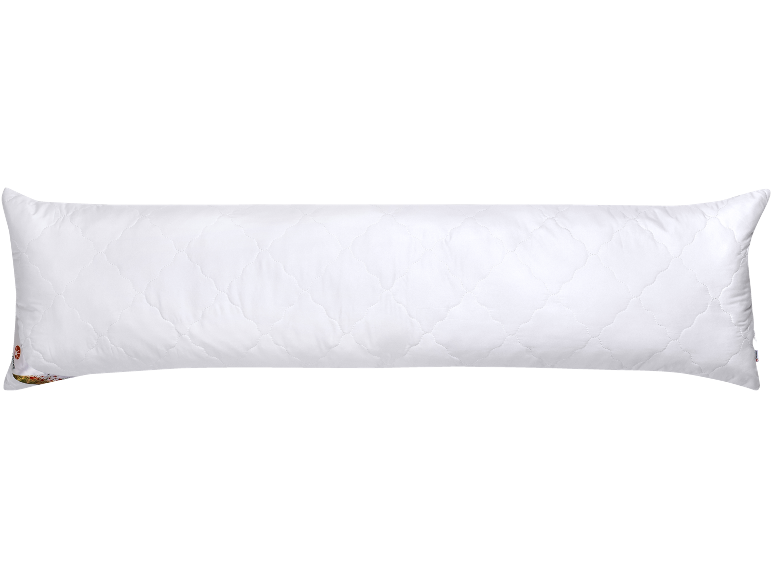 Cuscino per il corpo bianco con motivo a rombi trapuntato.