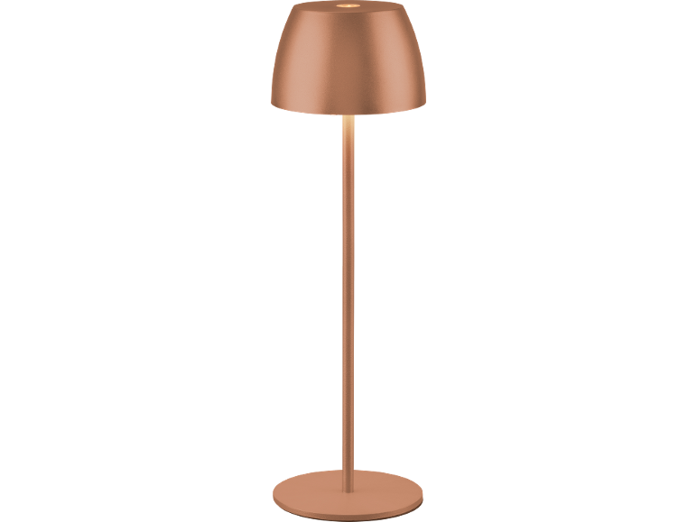 Lampada da tavolo a LED color rame con base rotonda e paralume a cupola