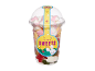 Bicchiere con marshmallow e caramelle gommose, con etichetta „Easter Sweets Mix“ e coniglietto.