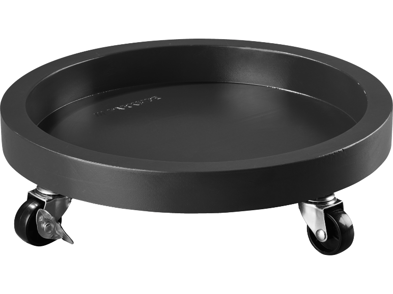 Carrello rotondo nero per piante con ruote
