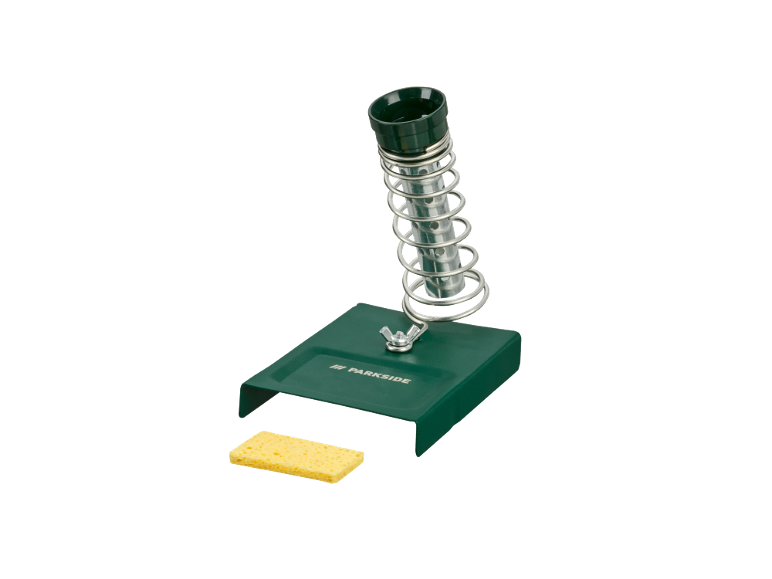 Supporto verde per saldatore con spugna.