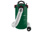 Aspirapolvere industriale verde con tubo lungo e flessibile e manico nero.
