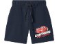 Pantaloncini blu scuro per bambini con stampa di un'auto da corsa rossa e scritta 'Lightning McQueen'.