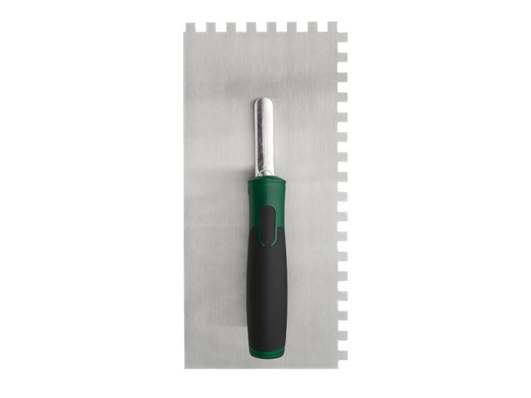 Spatola dentata con manico verde e nero