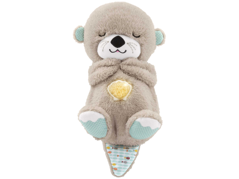 Peluche di lontra con luce a conchiglia e stampa di pesci.