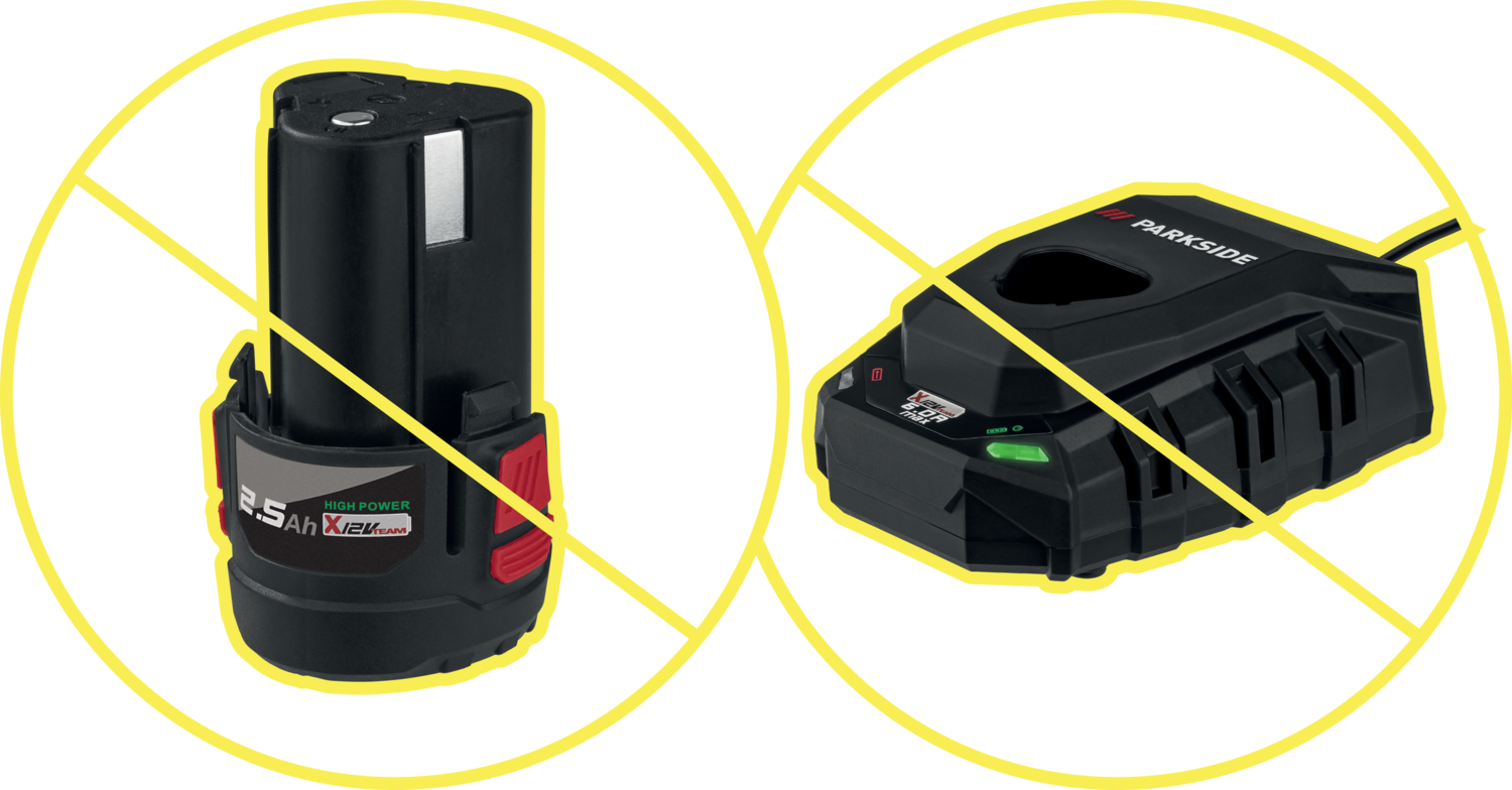 Batteria: 2.5 Ah, 12V. Caricabatterie: 6.0A max.