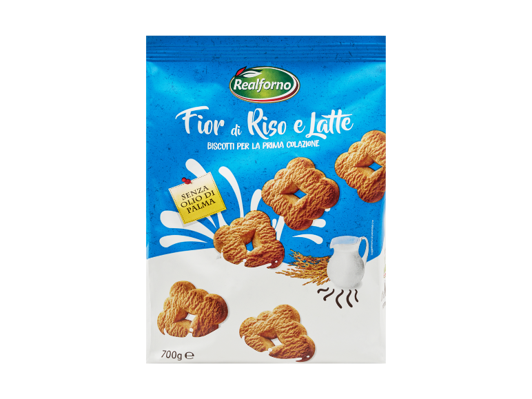 Biscotti di riso e latte senza olio di palma, 700g.