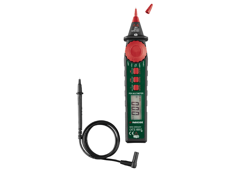 Multimetro digitale a penna con display e sonda di misurazione, CAT III 600V.
