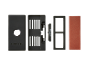 Set per affilare coltelli con custodia nera, pietra affilatrice e accessori.