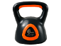 Kettlebell nero e arancione da 6 kg.