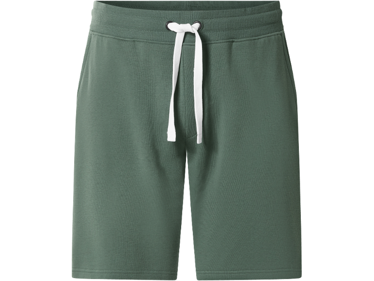 Pantaloncini in pile kaki da uomo con coulisse bianca