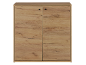 Mobile in legno con due ante e maniglie nere.