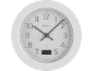 Orologio da parete rotondo bianco con display analogico e display digitale della temperatura a 25°C