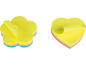 Set di post-it colorati a forma di fiore e cuore.