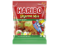 Sacchetto di caramelle rosso Haribo Stjerne Mix, con un orso in un razzo.