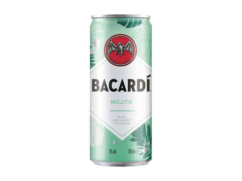 Lattina di bevanda Mojito con sapori di rum, lime e menta.