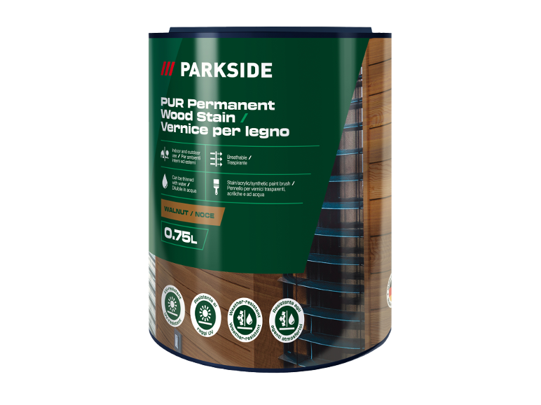 Impregnante per legno noce, 0,75L, per interni ed esterni, resistente UV e intemperie.