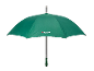Ombrello verde con logo e manico a forma di cacciavite.