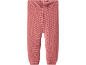 Pantaloni rosa in maglia per neonati con vita e polsini a costine.
