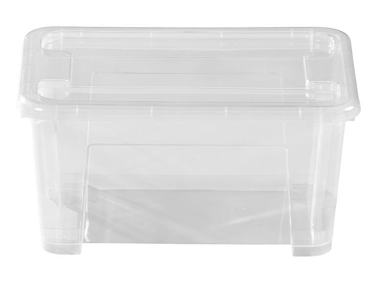 Contenitore in plastica trasparente con coperchio.
