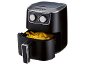 Friggitrice ad aria nera con patatine fritte, controlli di temperatura e timer