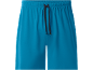 Pantaloncini sportivi blu da uomo con elastico in vita e coulisse nera.
