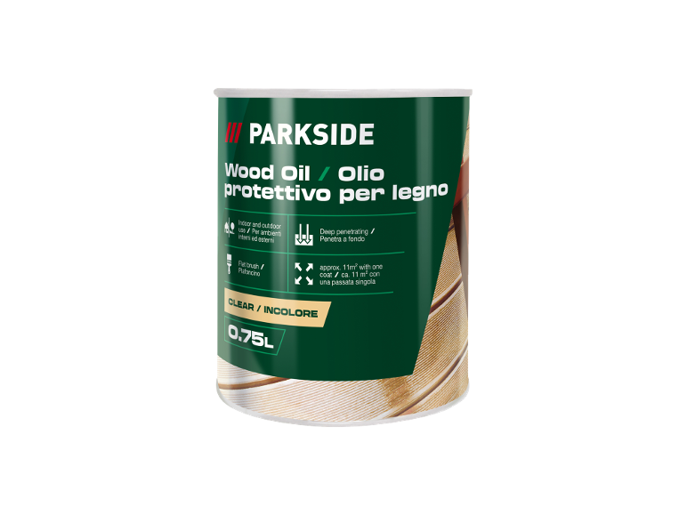 Olio protettivo per legno, trasparente, per uso interno ed esterno, 0,75 L.