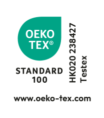 Certificazione OEKO-TEX® STANDARD 100, HK020 238427 Testex, www.oeko-tex.com