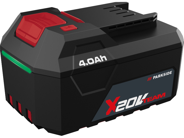 Batteria per attrezzi 4.0 Ah, nera con accenti rossi e verdi, scritta X 20V TEAM